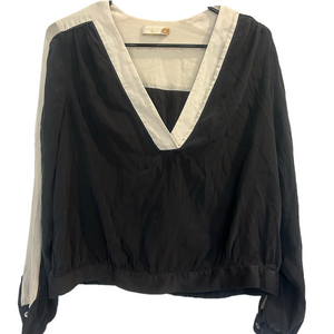 Ramy Brook Boxy Black and White Sailor Collar Blouse